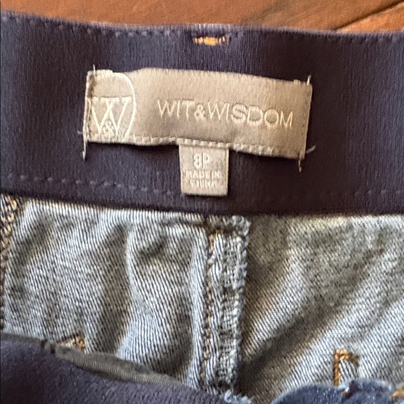 Wit & Wisdom Navy and Light Blue Wide Leg Stretch Denim Jeans - Picture 2 of 5